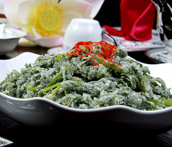 【粉蒸茼蒿的做法】粉蒸茼蒿的营养功效_粉蒸茼蒿的食材选购_如何做粉蒸茼蒿
