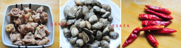 花蛤辣炒童子鸡的做法步骤2