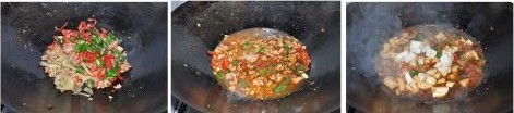 色泽红亮，红白绿相衬，豆腐形整不烂的家常麻婆豆腐做法