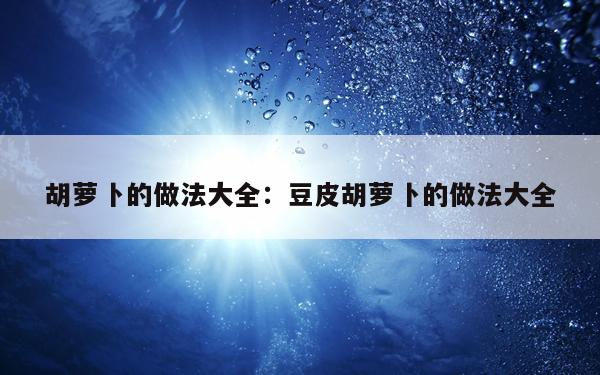 胡萝卜的做法大全：豆皮胡萝卜的做法大全